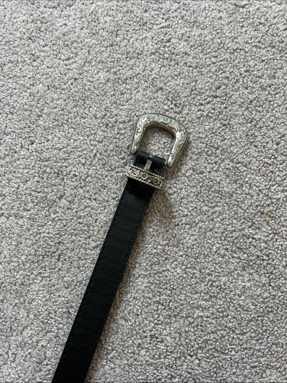 Brandy Melville Black Belt with Ornate Silver Buckle